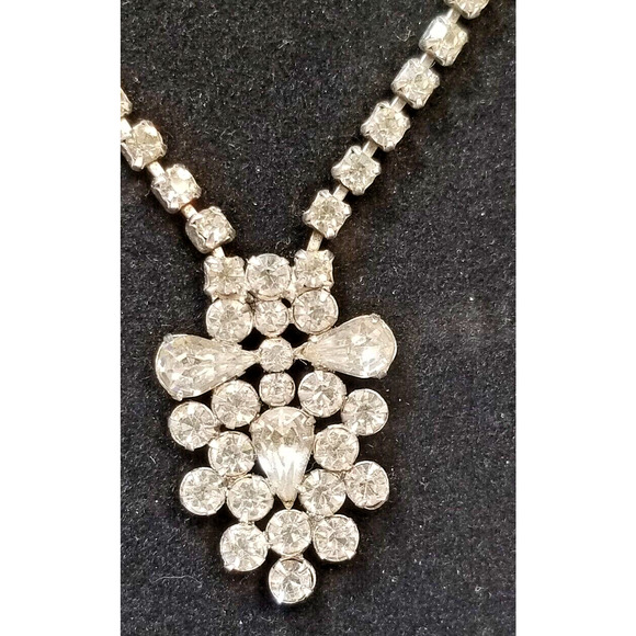 Garne Jewels Signed Rhinestone Choker Necklace 15" Vintage 1950's - Picture 2 of 8